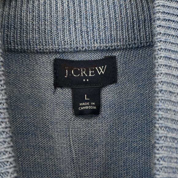 NWT J.Crew Factory Men's Merino-Wool Blend Half-Zip Sweater Light Blue Large - Picture 6 of 8